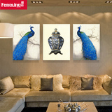 欧式客厅装饰画 卧室沙发背景墙画挂画 无框画 高雅古典蓝孔雀图