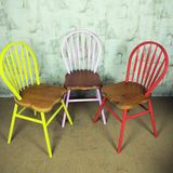 简约现代多色餐椅 铁艺单人餐桌椅 实木靠背椅子 铁加木组合椅子