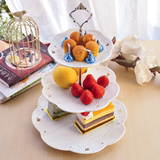 水果盘客厅干果盘欧式瓜子糖果盘两三层水果篮创意陶瓷蛋糕点心架