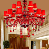 欧式奢华大红水晶吊灯婚庆装饰浪漫温馨卧室客厅美容院会所餐厅灯