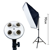四4联灯头柔光灯箱摄影棚灯具 高80cm小型拍照补光影视灯不带灯泡
