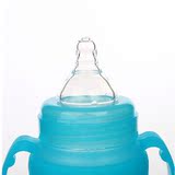 小不点玻璃奶瓶宽口径带吸管手柄硅胶保护套玻璃奶瓶拍下有优惠