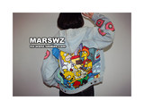 【MARSWZ】The Simpsons辛普森图案古着牛仔夹克带帽短外套孤品