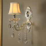 客厅欧式水晶壁灯 银色单头过道 走廊壁灯 温馨浪漫卧室床头壁灯