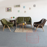 北欧小户型客厅复古拉扣个性沙发椅组合单人双人pu欧式实木皮沙发
