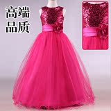 A49玫红紫蓝色女童礼服表演出蓬蓬长裙主持人生日儿童夏季连衣裙