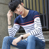 青少年长袖T恤男 韩版修身春季男士圆领体恤学生个性打底衫上衣夏