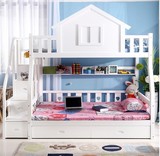 进口松木 儿童床上下铺子母床高低实木双层床梯柜床子母床组合床