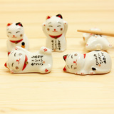 zakka摆件日式和风陶瓷招财猫筷架 筷枕托卡通筷托 筷子托 筷子架