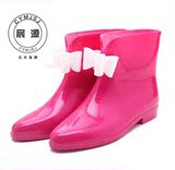 限时特价女士防滑防水无异味雨鞋前蝴蝶结中筒雨鞋雨靴水鞋