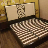 新中式床水曲柳实木双人床 酒店宾馆客房家具 现代简约布艺床定制