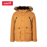 Baleno/班尼路    时尚中长款连帽男棉服 舒适保暖毛边外套