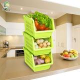 蔬菜水果厨房置物架菜架子果蔬架塑料放菜架子菜篮橱柜收纳架3层