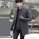 2015秋冬新款韩版男士羊绒外套男时尚修身毛呢外套潮男立领短款