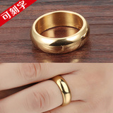 男士钛钢戒指环黄金色可刻字简约时尚韩版学生男个性霸气潮人单身