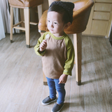 PANPAN BABY 韩国定制男女宝宝儿童纯棉磨毛拼接撞色长袖T恤
