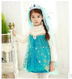 韩国童装2014冬款女童加绒加厚冰雪奇缘艾莎公主同款连衣裙 童裙