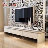 VVG小户型客厅电视柜现代简约 时尚白色钢琴烤漆钢化玻璃地柜组合