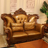 欧式真皮沙发 高档头层黄牛皮实木雕刻沙发 客厅家具123沙发组合