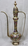 印度进口铜器花瓶 手工艺品铜器 76厘米高铜花瓶天蓝花大巴壶