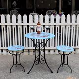 户外家具阳台桌椅组合三件套创意咖啡厅奶茶冷饮店休闲室外圆桌子