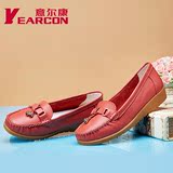 YEARCON/意尔康女鞋秋季正品女士豆豆鞋平底单鞋真皮护士鞋