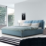 北欧简约可拆洗1.8米双人床 布艺床婚床 小户型卧室软床布床储物