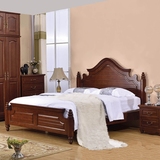 美式乡村1.5米白色高箱婚床欧式全实木床纯枫木地中海1.8米双人床