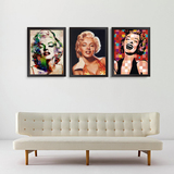 玛丽莲梦露装饰画简约沙发背景墙黑白复古明星抽象油画客厅有框画