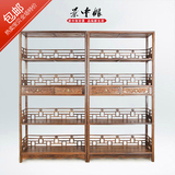 明清古典红木家具鸡翅木四层大书架 精品中式简易实木雕花书柜