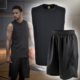 篮球服套装篮球运动热身无袖坎肩宽肩球衣库里投篮训练服跑篮健身