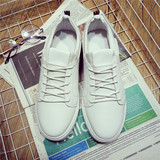 夏季韩版新款运动小白鞋男士休闲乐福鞋系带板鞋欧洲站真皮皮鞋子