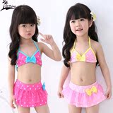 2016新款女童泳衣韩国可爱小女孩比基尼裙式蕾丝公主宝宝儿童泳衣
