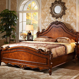 新古典美式双人床1.8米全实木大床欧式仿古婚床2米柱子床板床