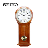 精工时钟SEIKO 经典复古挂钟实木挂钟欧式居家客厅静音石英挂摆钟