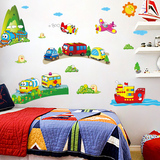 卡通小火车动漫墙贴 宝宝防学校装饰墙壁贴纸儿童卧室布置画贴