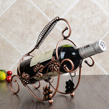 欧式红酒架创意葡萄酒架子复古铁艺摆件时尚简约红酒瓶架