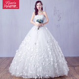 婚纱礼服2016新款冬季韩版公主花朵修身长拖尾抹胸新娘简约复古钻