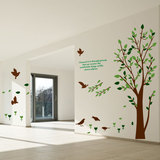 墙贴树装饰卧室客厅温馨沙发电视墙壁贴纸背景墙防水贴画绿树小鸟