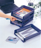 日本进口inomata 桌面整理盒 叠加文件框A4塑料收纳盒办公文件架