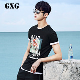 GXG男装 2016夏季新品 男士修身款圆领印花短袖T恤潮#62844023