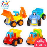 汇乐工程车 挖土机回力惯性小汽车玩具车 儿童玩具工程车4件套装