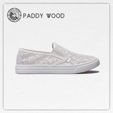 paddywood2016夏季懒人镂空平底蕾丝女帆布鞋透气一脚蹬布鞋女鞋