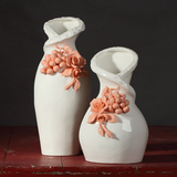 中式花瓶摆件客厅家居创意陶瓷装饰婚庆高档手工捏花现代简约花器