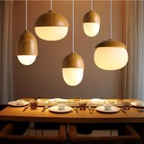 北欧创意个性酒吧吧台餐厅咖啡厅灯具美式简约单头坚果木质吊灯