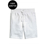 HM H&M专柜正品代购男装浅灰色及膝卫衣料短裤短卫裤0183311012