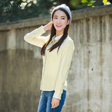 森马长袖衬衫2016春装新款女士学院风纯色纯棉粉色衬衣女韩版潮流