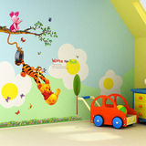 迪士尼荡秋千维尼的小熊墙贴画儿童宝宝房贴画卧室幼儿园装饰贴纸