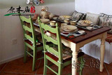 地中海餐桌美式/比邻乡村小户型实木餐桌椅组合储物卡座可定制