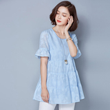 短袖t恤 2016新款夏装女装韩版中长款大码宽松体恤上衣雪纺衫潮